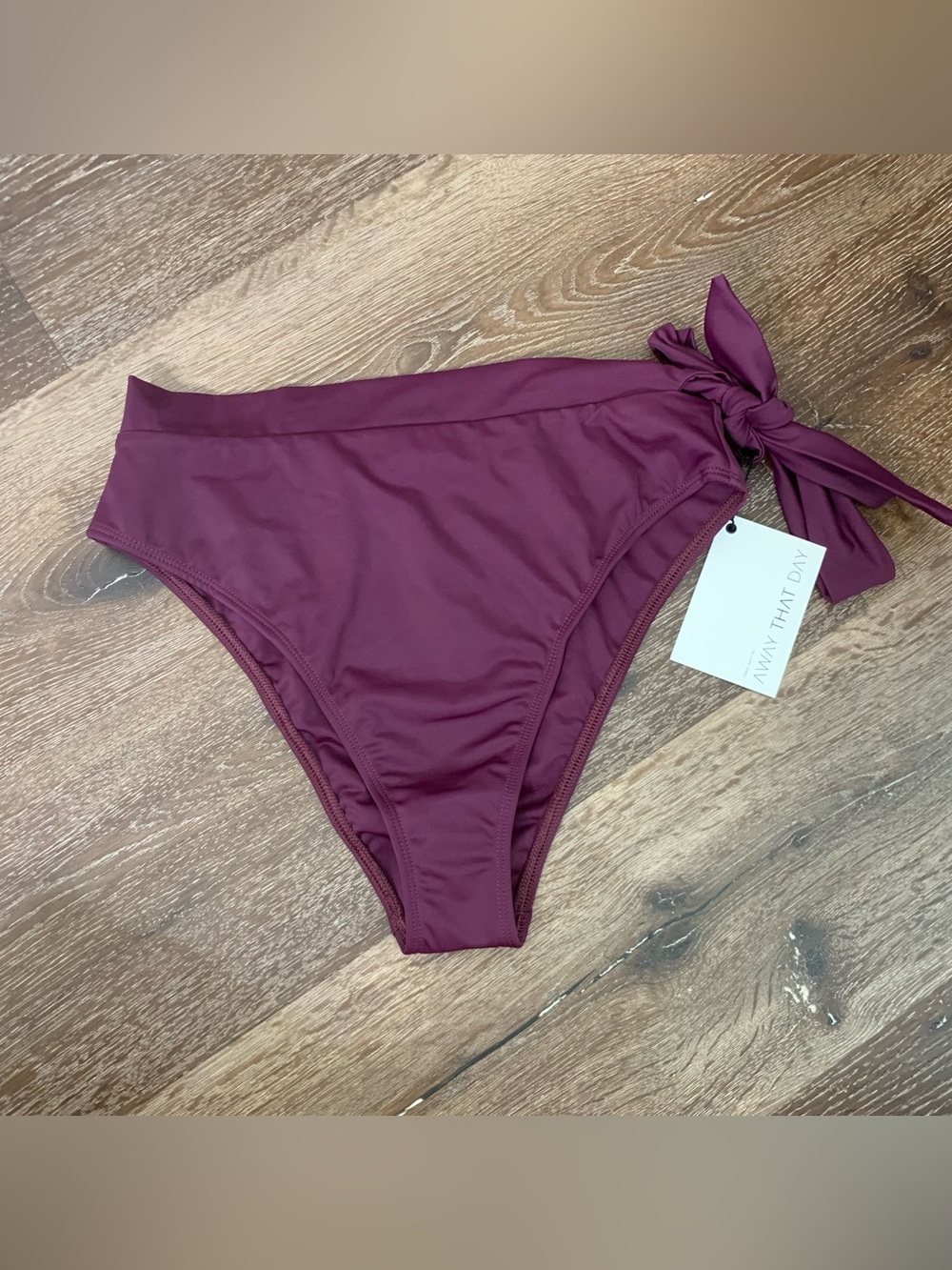 Away that day Womens plum purple Tahiti side tie swim bottom L NWT